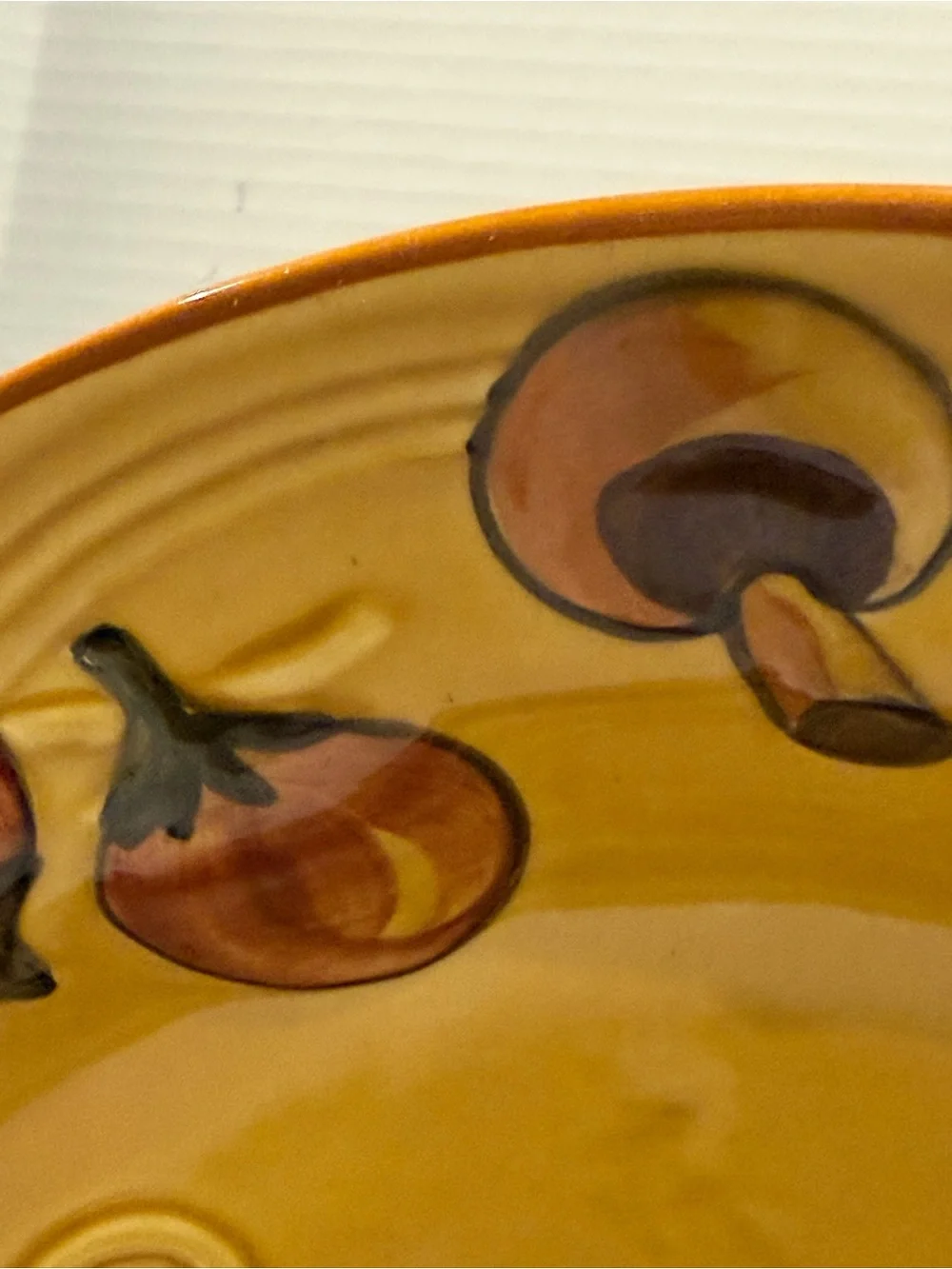 Vintage Los Angeles Pottery Spaghetti Serving Bowl 14” Hand Painted Veggie Pasta